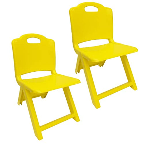 Sunbaby Foldable Baby Chair,Strong and Durable Plastic Chair for Kids/Plastic School Study Chair/Feeding Chair for Kids,Portable High Chair Weight Capacity 40 Kg (Yellow)