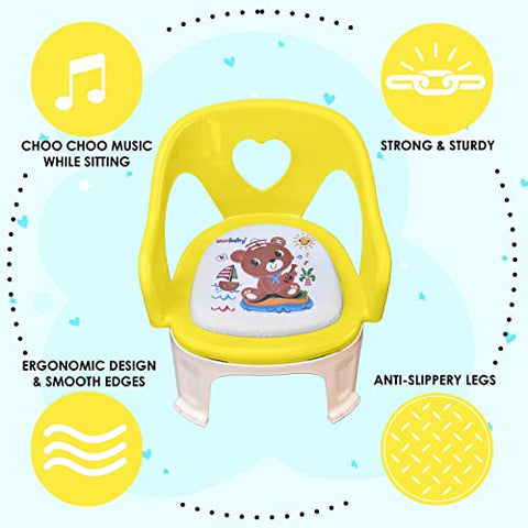 SUNBABY Sweetheart ChuChu Whistling Baby Chair, w/armrest, Soft Cushion Seating, Portable, Best for Homes & Play Schools, to sit for Activities (Blue)