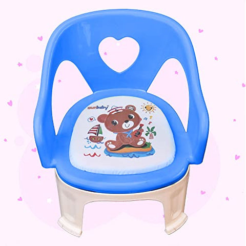 SUNBABY Sweetheart ChuChu Whistling Baby Chair, w/armrest, Soft Cushion Seating, Portable, Best for Homes & Play Schools, to sit for Activities (Blue)