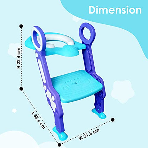 Sunbaby Foldable Potty-Trainer Seat for Toilet Potty Stand with Ladder Step Up Training Stool with Non-Slip Steps Ladder Adjustable Foldable for Boys Girls Toddlers Kid (Yellow)