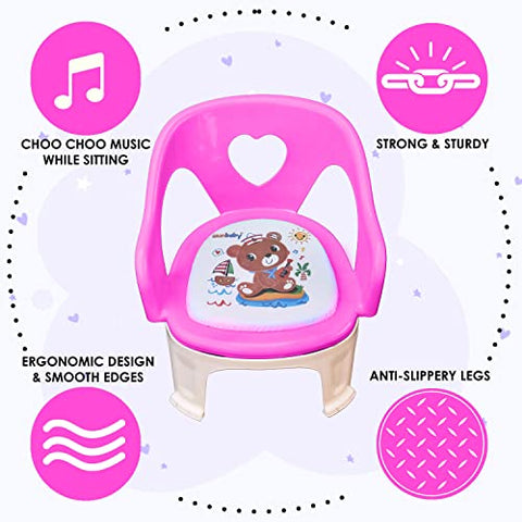 SUNBABY Sweetheart ChuChu Whistling Baby Chair, w/armrest, Soft Cushion Seating, Portable, Best for Homes & Play Schools, to sit for Activities (Blue)