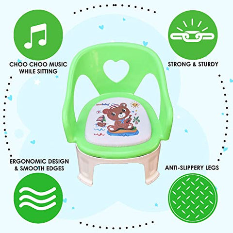 SUNBABY Sweetheart ChuChu Whistling Baby Chair, w/armrest, Soft Cushion Seating, Portable, Best for Homes & Play Schools, to sit for Activities (Blue)