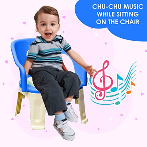 SUNBABY Sweetheart ChuChu Whistling Baby Chair, w/armrest, Soft Cushion Seating, Portable, Best for Homes & Play Schools, to sit for Activities (Blue)