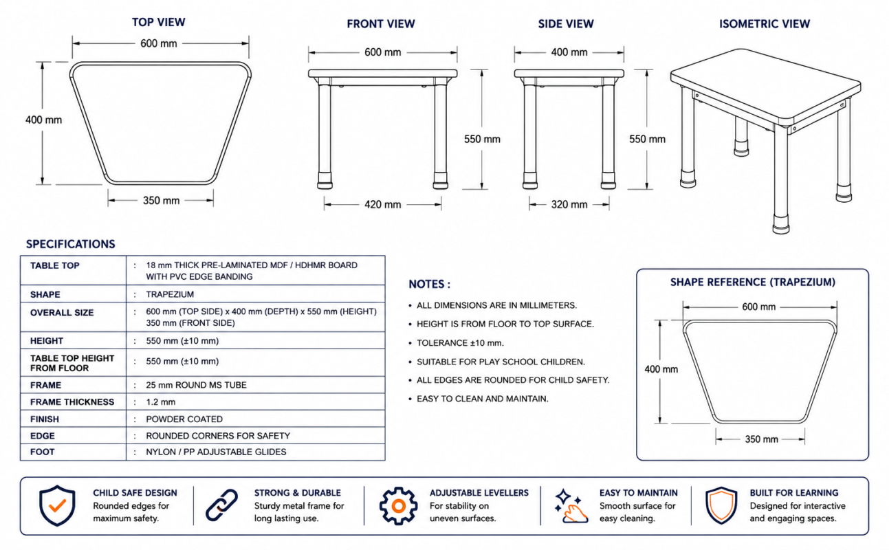 Collaborative Learning Design Layout Trapezium Table (Single/ Dual) β Sunbaby