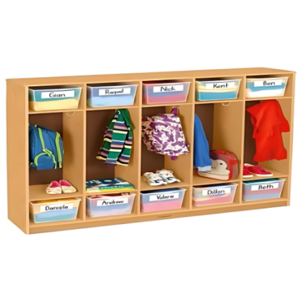 Cubby Organizer with Jacket Hooks