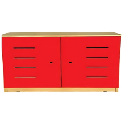 Red Grid Door Storage Cabinet