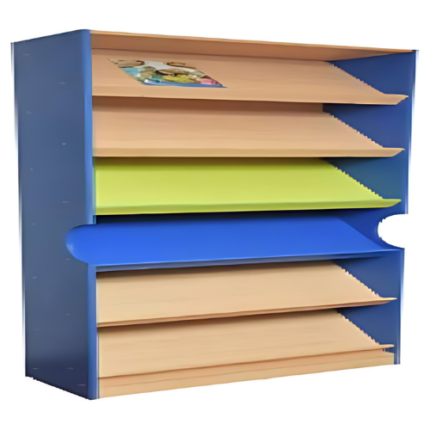 Full Height Library Rack - Sloped Shelves (Blue)