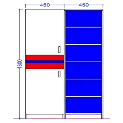 Full Height Storage Cabinet - Red and Blue