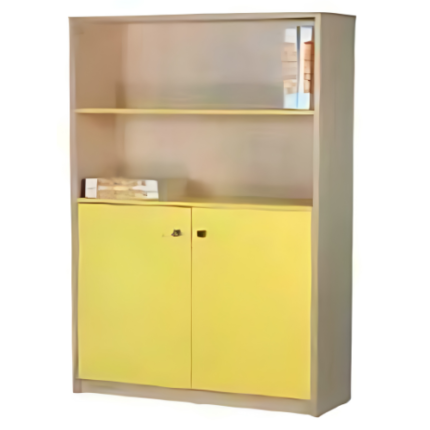 Storage Cabinet with Open Shelf (Yellow Doors)