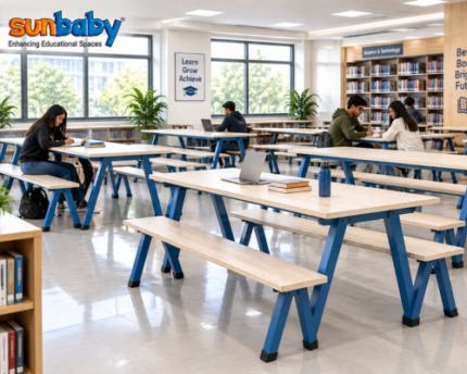 Library Table with Benches
